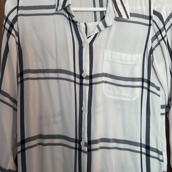 White and blueish gray plaid button down - Picture 3 of 3